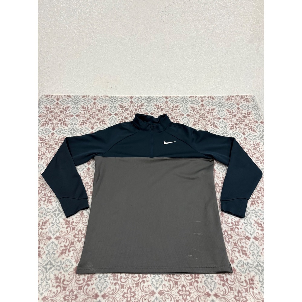 Nike Golf Dri-FIT 1/4 Zip Pullover Mens Large Blue Grey Performance Sweatshirt